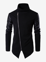 Veste Homme Avec Fermeture Éclair Vintage Chic Col Montant En Polyester Coton