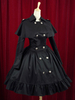 Veste lolita coton noir unicolore avec bouton Déguisements Halloween