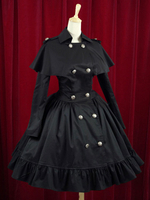 Veste lolita coton noir unicolore avec bouton Déguisements Halloween