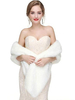 Veste Manteau Fausse Fourrure Longues Mariage Blanche Unicolore Hiver Veste Manteau Fausse Fourrure Femme