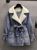 Veste Manteau Femme Hiver à Col Revers à Fausses Fourrures Synthétiques avec Manches Longues Amples Courte avec Poches Ceinturé Bimatières Manteau Veste Femme