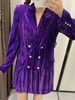 Veste Manteau Femmes en Velours Côtelés à Col Revers avec Boutonnages Croisées avec Poches Unicolore