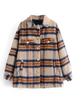 Veste Manteau Femmes Hivers Carreaux à Col Revers avec Manches Longues Fermeture avec Boutons Bicolores avec Poches