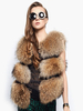 Veste Manteau Gilets Fausse Fourrure Synthétique Femmes Hiver Imprimés Bicolores sans Manches Gilets Fausse Fourrure Femmes Hiver