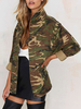 Veste Militaire Femmes 2021 Camouflage Manche Longue Grande Taille Veste Zip Vert