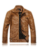 Veste Pour Hommes Poches En Cuir PU Veste Moderne Kaki