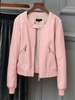 Veste Simili Cuir Femme Courte Femme avec Manches Longues à Col Rond à Zip Unicolore Veste Femme