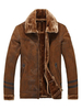 Veste Suédé Hommes 2021 Marron Synthétique Patch Casual Manteau Doublure en Peluche à Zip Boucle Veste d