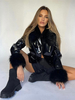 Veste Verni Femme Courte avec Manches Longues Fousse Fourrure Synthétique Unicolore Veste Femme Sexy