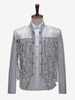 Veste Vintage Médiévale Argenté À Franges Paillettes Costumes Rétro Hommes