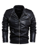 Vestes en cuir pour hommes Fermeture éclair en cuir PU épaissir coupe-vent élégant en couches noir