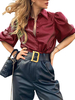 Vestes en cuir Synthétique Femmes Veste courte à manches longues et col rabattu bordeaux