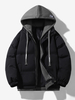 Vestes En Doublure Chaud Hiver Chic Noir Glissière Éclaire Décontracté à capuche