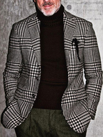 Vestes Et Manteaux Hommes Casuel Plaid Noir Chic Simple Costume Blazer