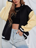 Vestes femme col montant deux tons fermeture éclair surdimensionnée veste abricot dintérieur décontractée