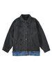 Vestes Femmes en Denim Courtes à Col Revers avec Manches Longues avec Poches Cousu Bicolores