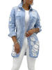 Vestes pour femmes Col rabattu Bouton avant Découpe Décontractée Street Wear Veste bleu ciel clair pour femme