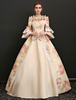 Victoria Robe Mascarade Renaissance médiévale Costume Rococo Marie Antoinette Déguisement enTissu de satin manches 3/4 champagne rococo pour femme Déguisements Halloween