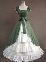 Victoria Robe Mascarade Renaissance médiévale Costume Rococo Marie Antoinette manches courtes vert Déguisements Halloween