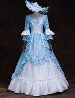 Victoria Robe Mascarade Renaissance médiévale Costume Rococo Marie Antoinette Robe Déguisement rétro boule robes Royal Floral Ruffles Déguisements Halloween