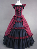 Victoria Robe Mascarade Renaissance médiévale Robe Rococo Marie Antoinette coton rouge volant rétro robe Maxi Vintage Costume Déguisements Halloween