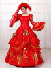 Vintage Costume victorien Ball femmes robe robe rétro rouge avec chapeau Halloween