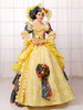 Vintage Costume victorien Ball robe femmes jaune rétro robe avec chapeau Halloween