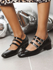 Vintage Mary Jane blanc mi talons pour femme Blok talon carré orteil blanc pompes