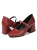 Vintage mi talons pour femmes rétro carré carré talon évasé Mary Jane bloc talon pompes