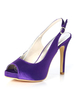 Violet Chaussures Mère Satin Peep Toe Slingbacks Chaussures De Mariage Chaussures À Talons Hauts Invité De Mariage