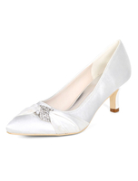 Violet Mère De La Mariée Chaussures Plus La Taille Satin Bout Pointu Strass Chaton Talon Chaussures De Mariage