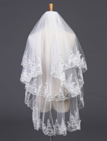 Voile 2 couches en tulle avec dentelle classique