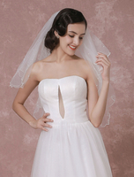 Voile 2 couches en tulle avec perles forme de cascade