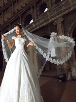 Voile Accessoire 1 couche en tulle avec dentelle forme d