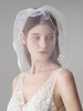 Voile de blush mariage tulle perles en ivoire fleur courte voile de mariée
