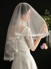 Voile de mariage à un niveau dentelle Tulle dentelle appliques bord voile de mariée classique