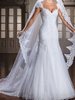 Voile de mariage à un niveau en tulle bord fini longue cascade voiles de mariée