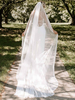 Voile de mariage à un niveau en tulle voile de mariée classique à bords coupés