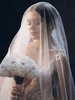 Voile de mariage à un niveau paillettes filet bordure perlée voiles de mariée classiques
