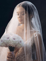 Voile de mariage à un niveau paillettes filet bordure perlée voiles de mariée classiques