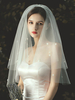 Voile de mariage Applique à deux niveaux Tulle Cut Edge Voiles de mariée classiques