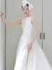 Voile de mariage blanc à deux niveaux avec des nœuds en tulle avec bordure en tulle; voile de mariée diadème