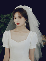 Voile de mariage blanc trois tiers arcs tulle coupé bord classique voile de mariée