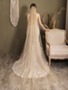 Voile de mariage blond à un niveau paillettes tulle bord fini cascade voiles de mariée