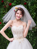 Voile de mariage Cascade courte à quatre niveaux Net Cut Edge Voiles de mariée classiques