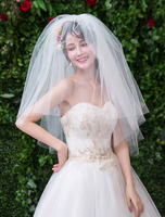 Voile de mariage cascade deux niveaux tulle bord coupé voile de mariée