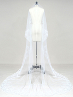 Voile de mariage cathédrale Sequin dentelle en forme ovale appliques bord un Tier Bridal Veil