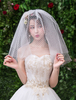 Voile de mariage court quatre niveaux net tulle coupe bord classique voile de mariée
