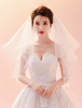 Voile de mariage court Tulle Waterfall perles Perles Voiles de mariée à quatre niveaux