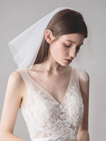 Voile de mariage court voile de mariée en tulle ivoire à deux niveaux